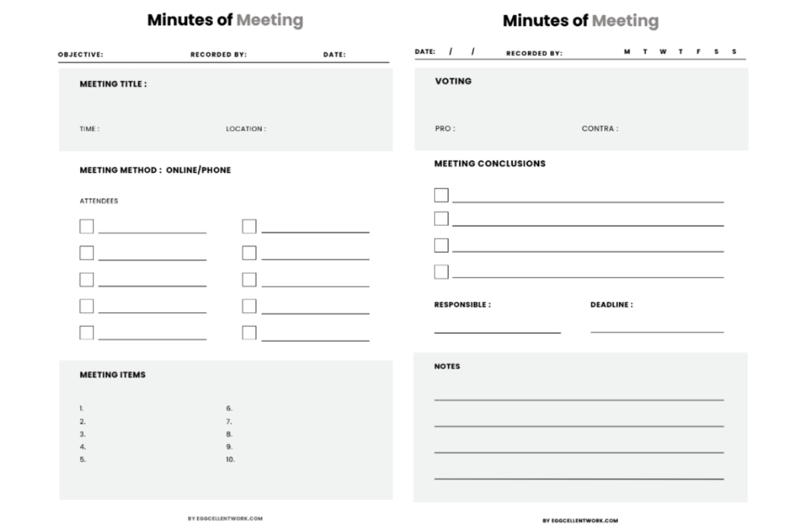 10 minute meeting template