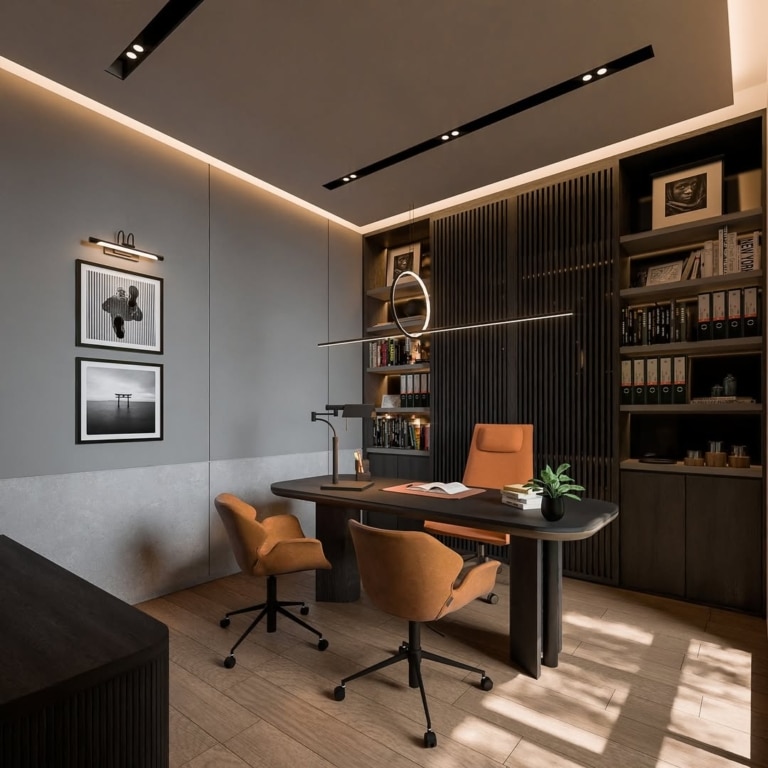 Illustration of Luxury Modern Urban Home Office