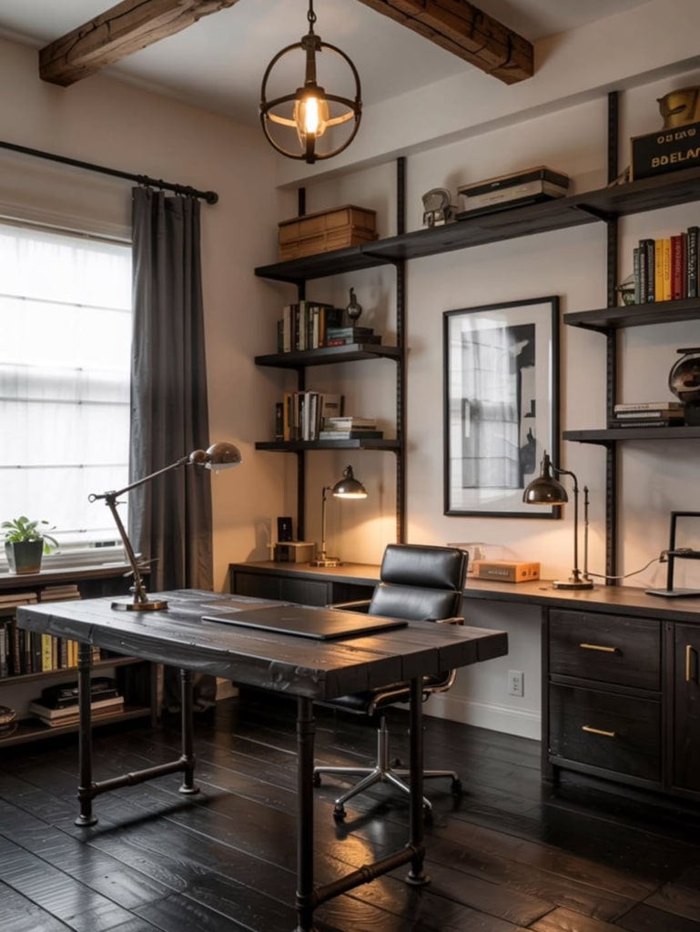 Chic & Gritty: 21 Aesthetic Industrial Home Office Designs 13 snapinsta ai 3674732474534803229
