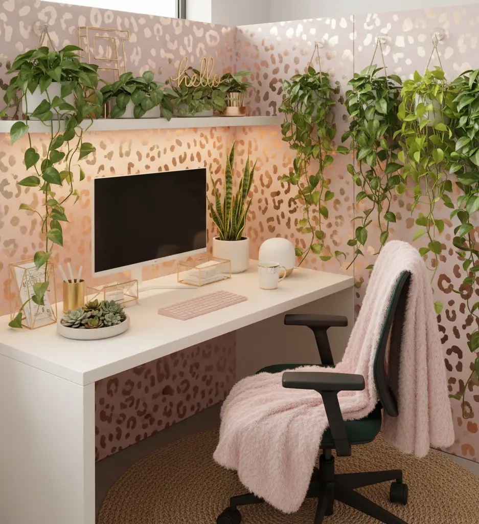 the blush gold glam cubicle feminine power