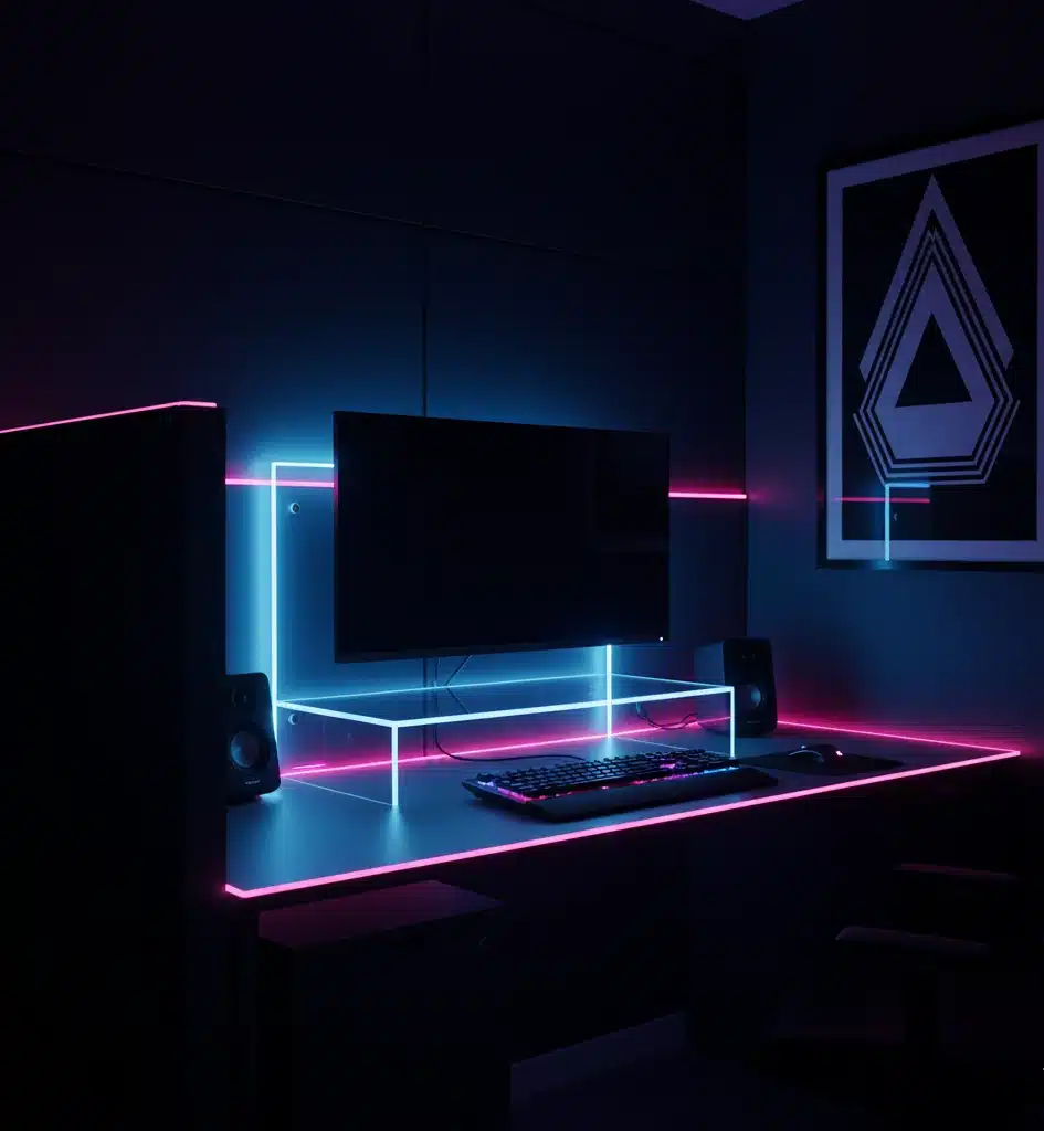 the neon pop futurism cubicle high tech energy