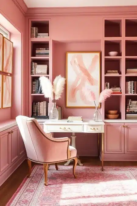 15 Aesthetic pink home office ideas for a Productive Workspace 9 image 331
