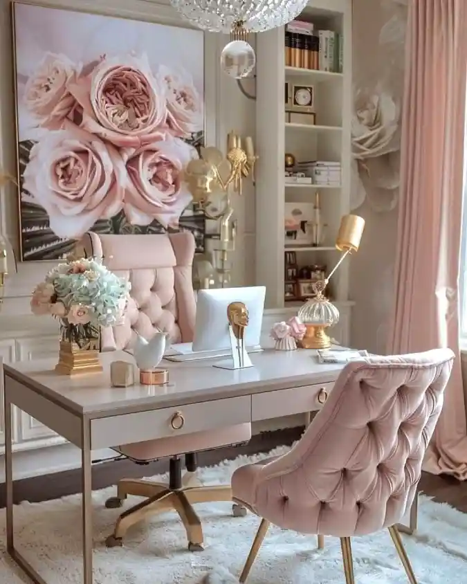 16 Budget-Friendly therapy office decor ideas for Private Practice 1 Velvet and Gold Accent Approach