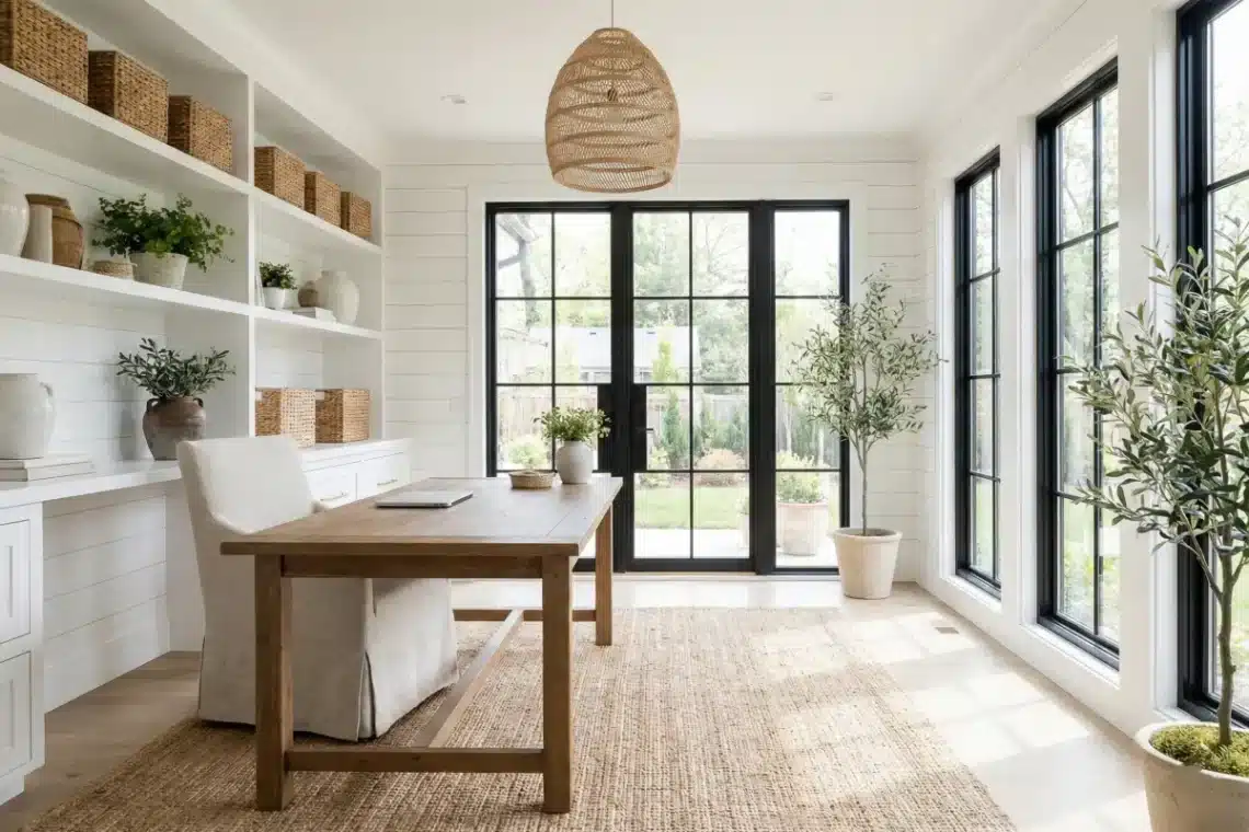 17 Modern Farmhouse Home Office Ideas That Are Bright And Airy 10 17 Modern Farmhouse Home Office Ideas That Are Bright And Airy