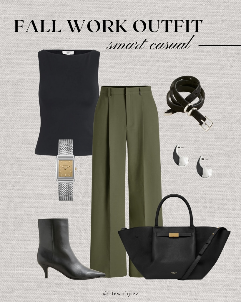 green pants outfit work formal
