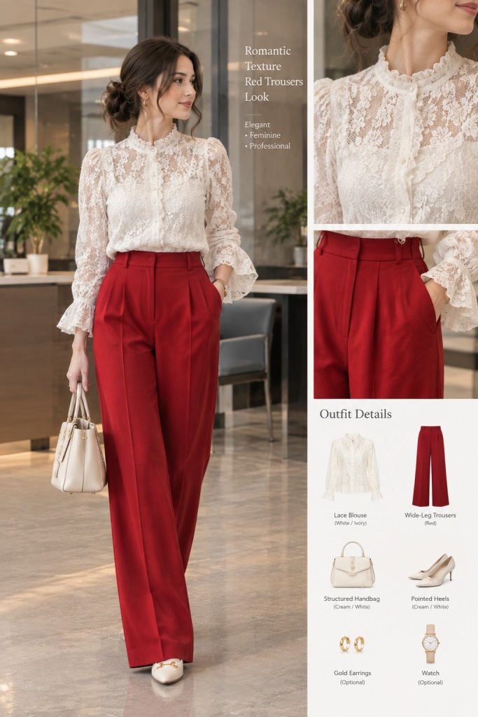 work outfit red pants