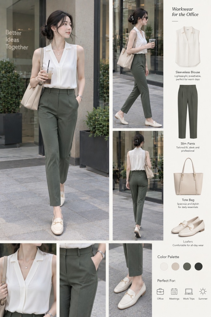 green pants outfit work formal