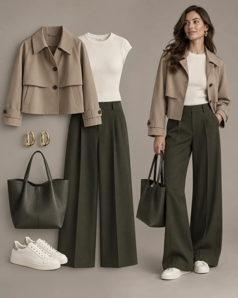 green pants outfit work formal
