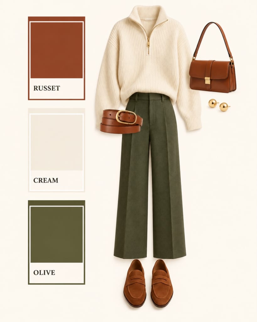 green pants outfit work formal