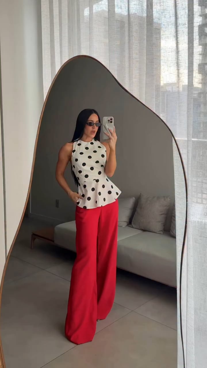 work outfit red pants