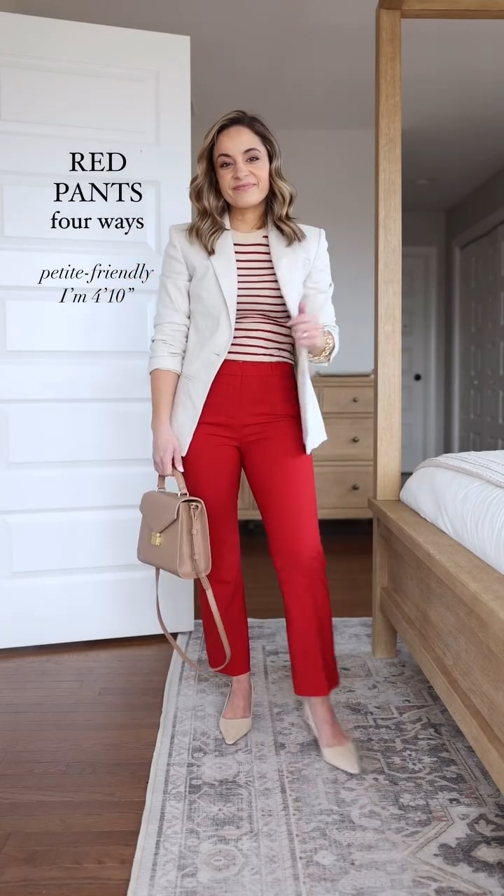 work outfit red pants