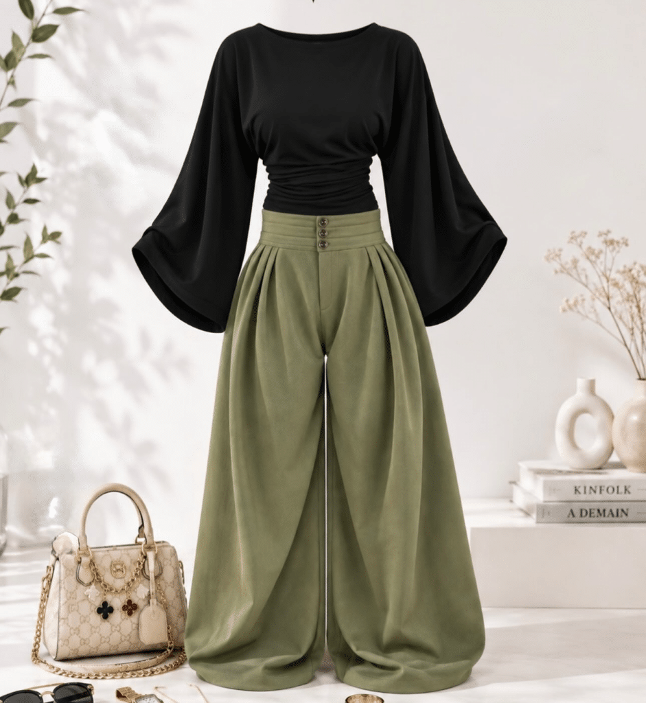 green pants outfit work formal