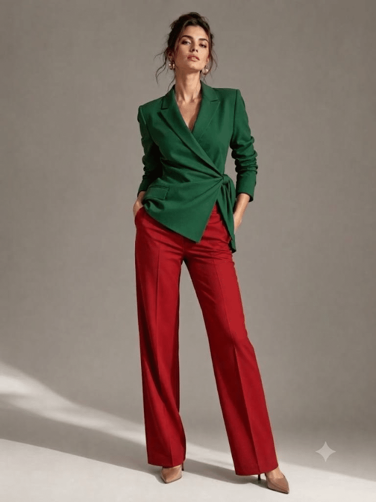 work outfit red pants