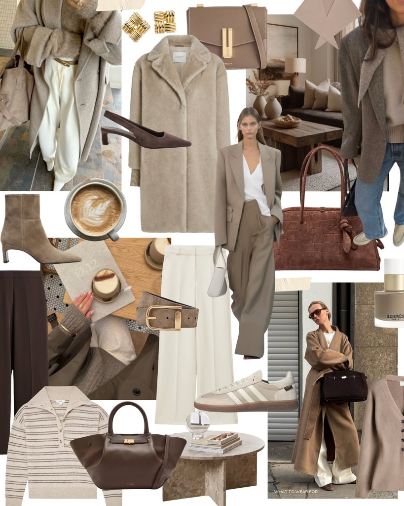 beige pants work outfit women