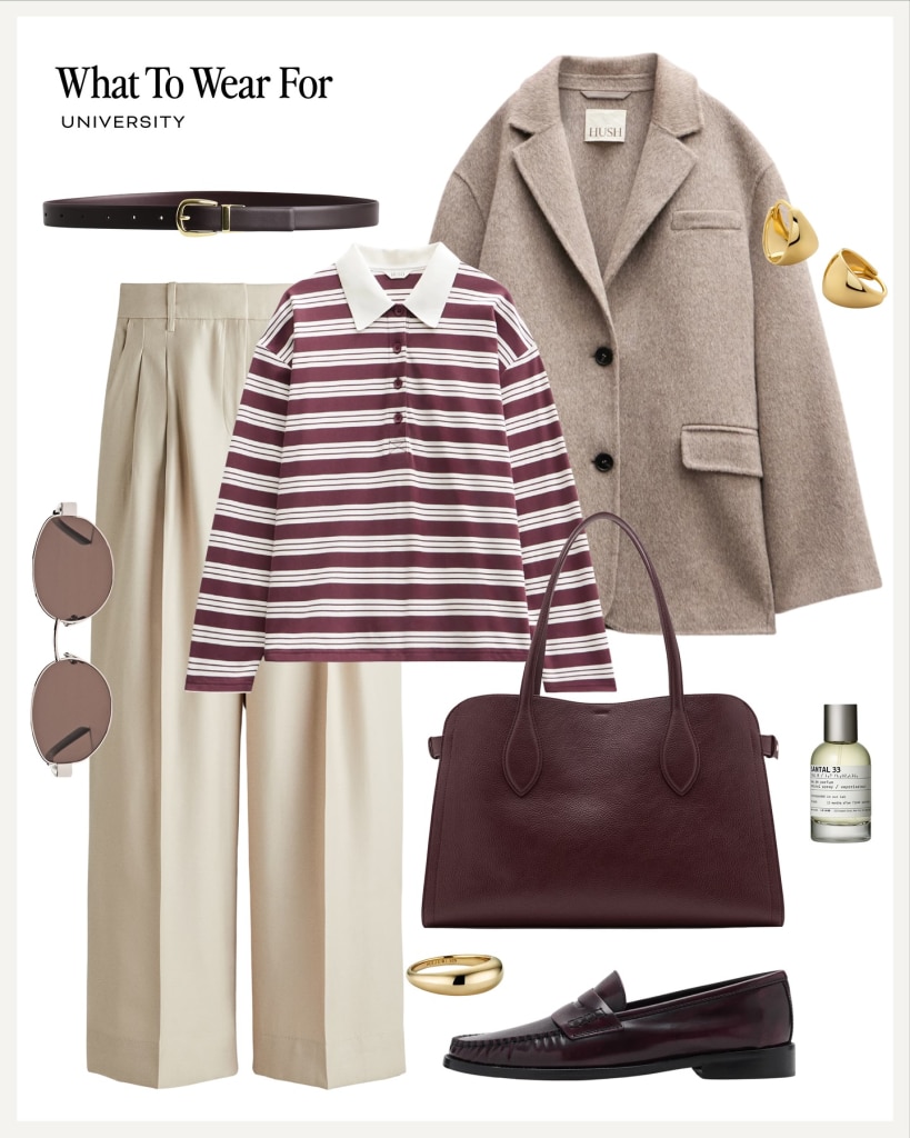 beige pants work outfit women