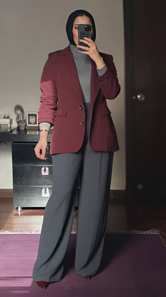work outfit grey trousers summer