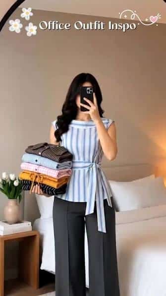 work outfit grey trousers summer