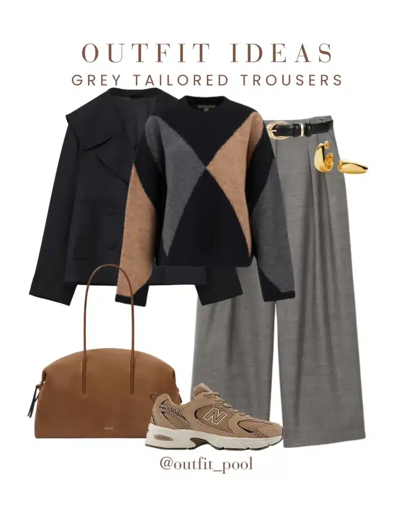 work outfit grey trousers winter