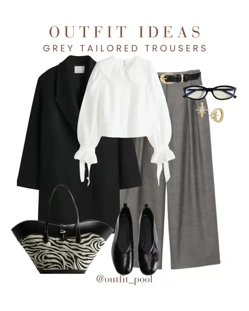 work outfit grey trousers winter