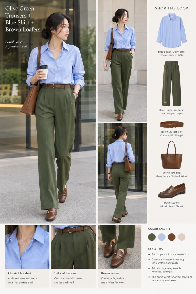green pants outfit work formal