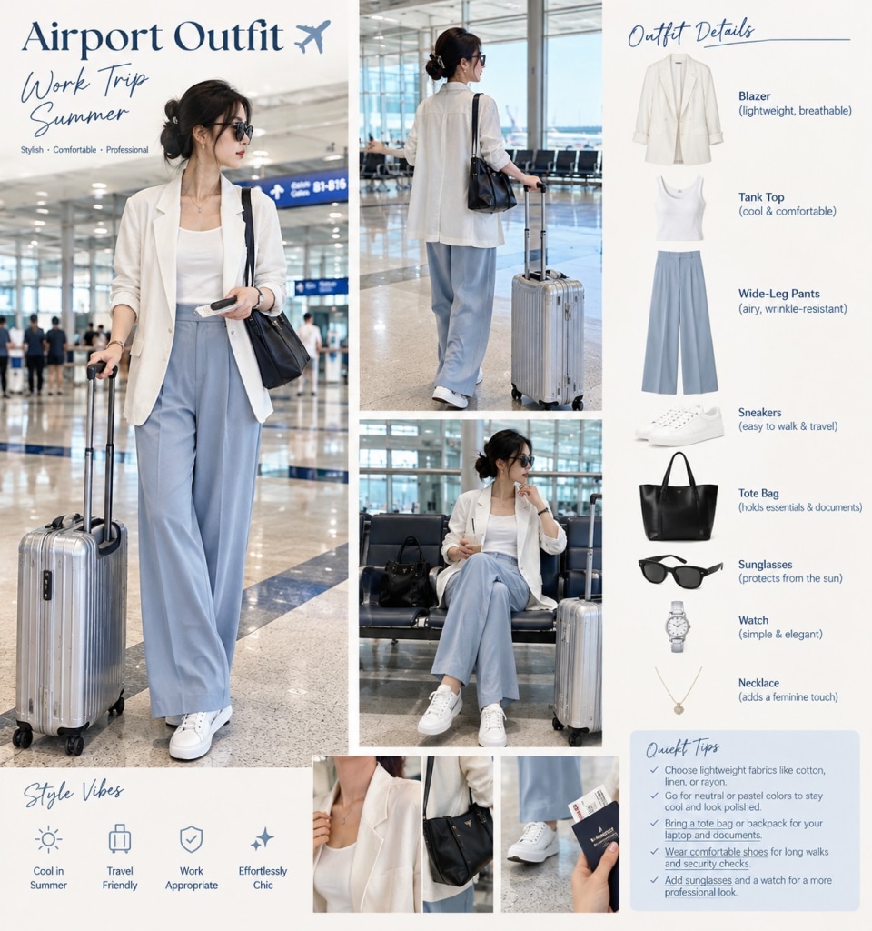 airport outfit work trip summer