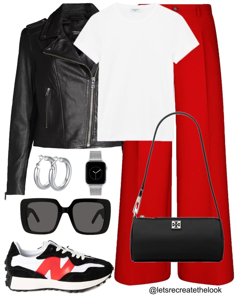 work outfit red pants