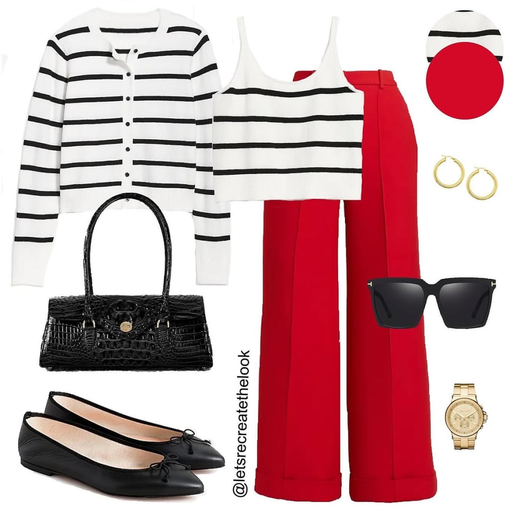 work outfit red pants