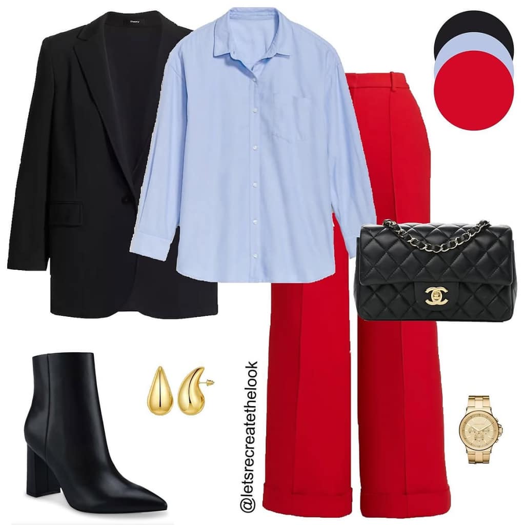 work outfit red pants