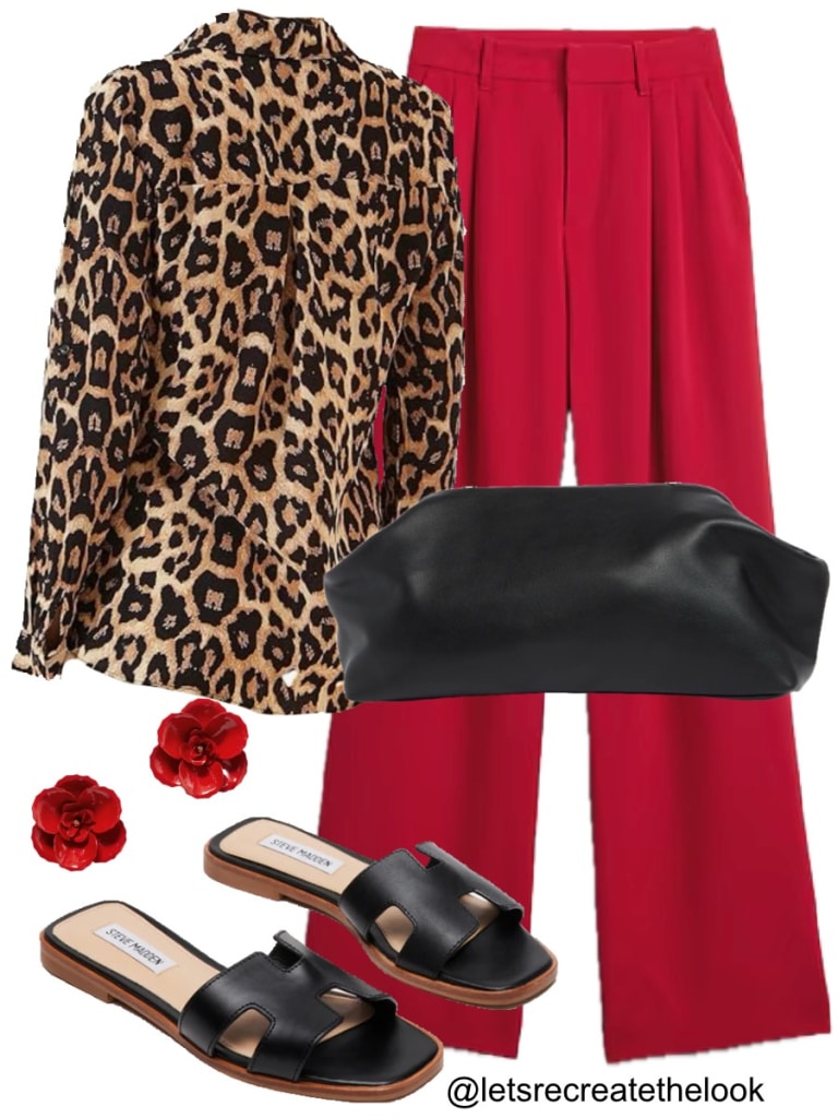 work outfit red pants