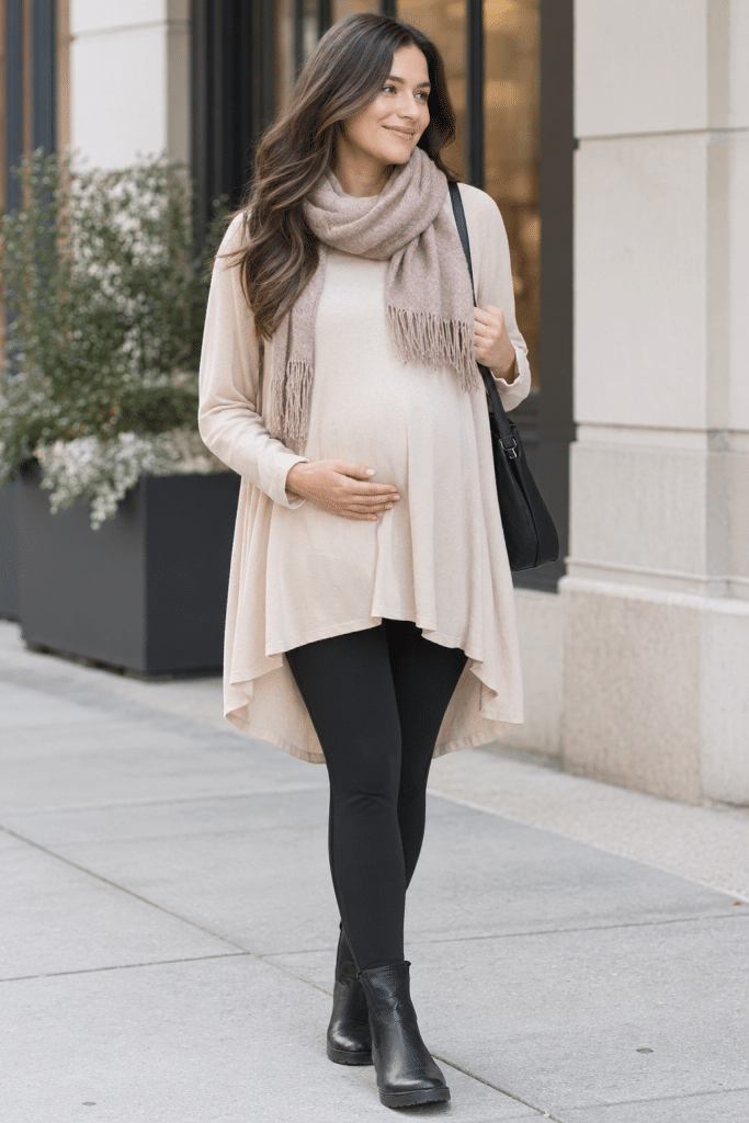 winter work outfit for pregnant women