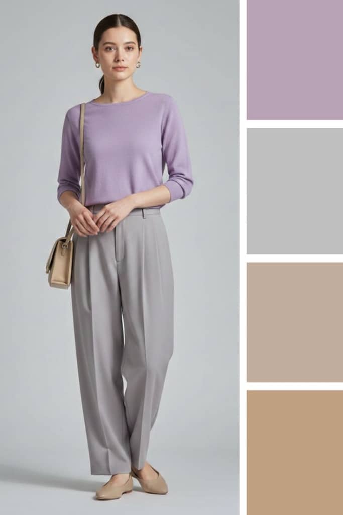 work outfit grey trousers summer