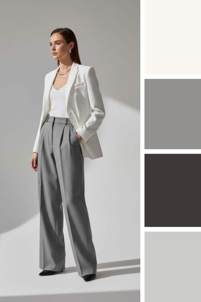 work outfit grey trousers summer